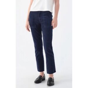 AMO Navy Blue Corduroy Utility Cropped Raw‎ Hem Pants Size 27